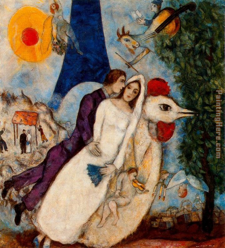 Marc Chagall the betrothed and eiffel tower 1913